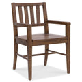 Poltroncine schienale a stecche con bracciolo legno fluttuante finitura Sella Usata, Set da 2