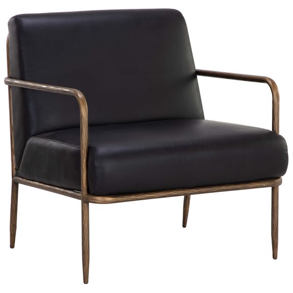 Sedia Lathan in pelle, Nero Carbone