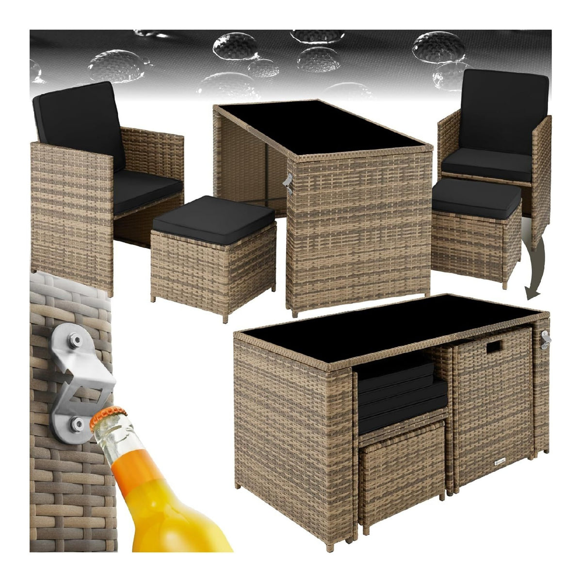 GRANDE salottino rattan trasforma Set da conversazioni