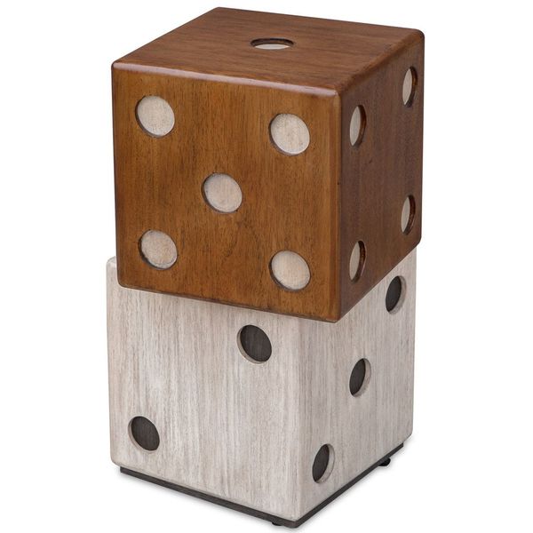 Tavolo decorativo Roll the Dice, Naturale/Bianco Lavato