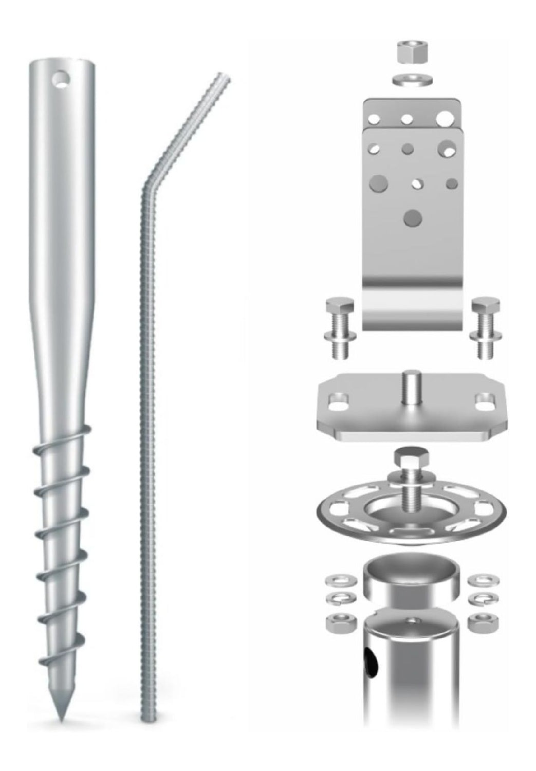 Contenuto confezione base vite per giardino, Fondamenta e basi per serre 60 cm 58 cm