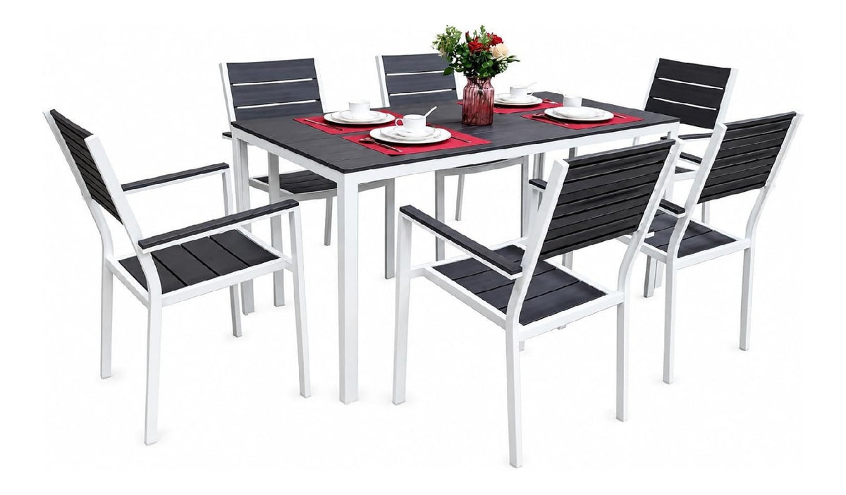 Set da pranzo per uso esterno Grigioscuro POSTI Include tavolo 74 cm 89 cm